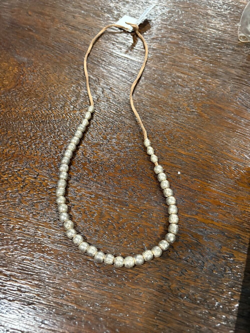 Nellie Pratt Cowgirl Crush Necklace Leather Beaded Metallic  Unique NEW  24"